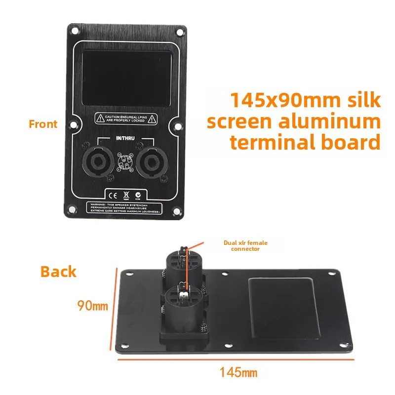 2 stuks aluminium audio-aansluitplaat, dubbele 4-pins XLR-aansluiting, bevestigingsplaat voor luidspreker.
