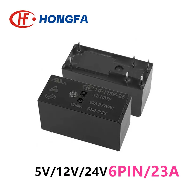 1Pcs HONGFA Relay HF115F-25-5-H3TF HF115F-25-12-H3TF HF115F-25-24-H3TF 6Pin 23A 5V 12V 24V Power Relay