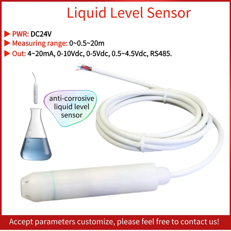 Submersible Water Level Sensor Chemicals Acid-base Waste Water Anti Corrosive Level Pressure Transmitter