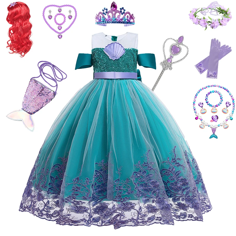 Princess Costume For Girls Little Mermaid Costume Ariel Dress Carnival Baby Party Dress Halloween Ball Gown Vestidos 2-10Years