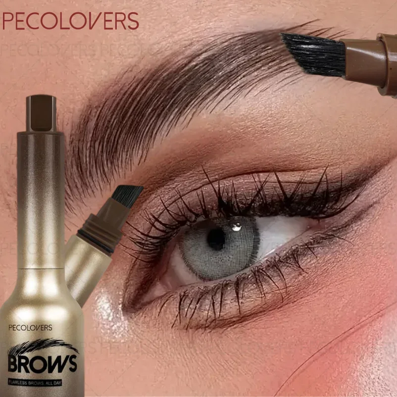 قطعة واحدة من قلم جل الحواجب مع فرشاة بزاوية - سريع الجفاف، يدوم طويلاً، تشكيل طبيعي وحشوة لجميع أنواع البشرة، مقاوم للماء