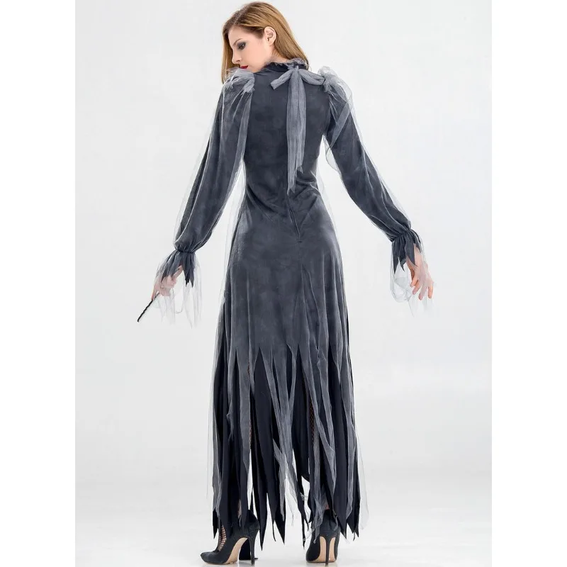 Women's Halloween Scary Costume Gothic Ghost Bride Vampire Demon Dress for Haunted House Carnival Party Performance Festive
