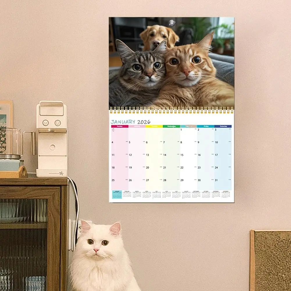 

2026 Funny Cat Friends Calendar Annual Monthly Wall Hanging Decor Cute Pet Theme Calendar Perfect Gift For Cat Lovers Home Decor