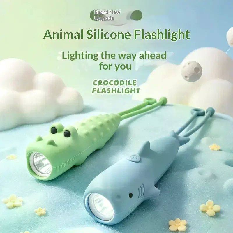 USB Rechargeable Kids LED Flashlight Cute Animals Night Light Portable Bedside Lamp For Children Outdoor Camping