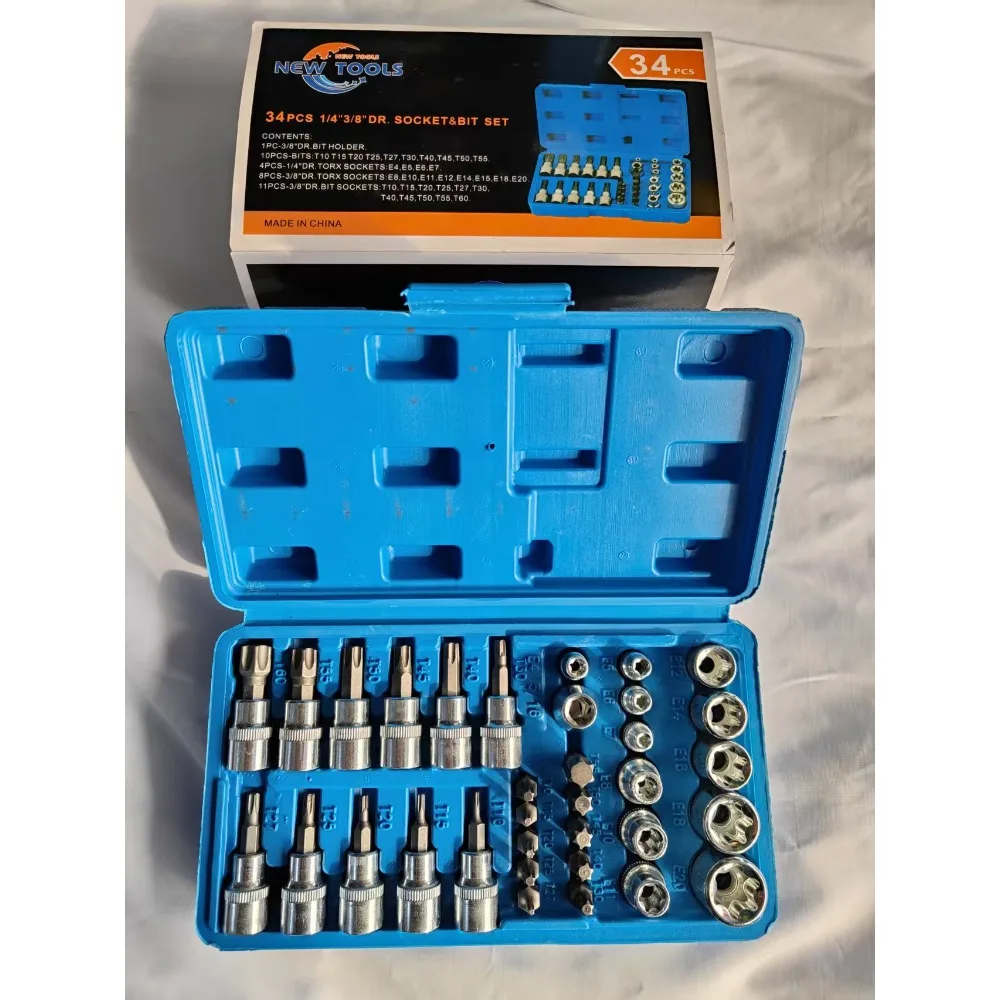 34Pcs Torx Bit And E-Torx Star Socket Set 1/4