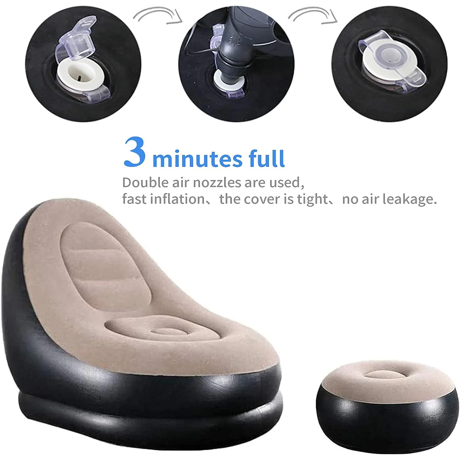 New Inflatable Plush Sofa For Lazy People Foldable Foot Sofa Bed Outdoor Convenient Lying Chair With Feet Bench Hot image 6