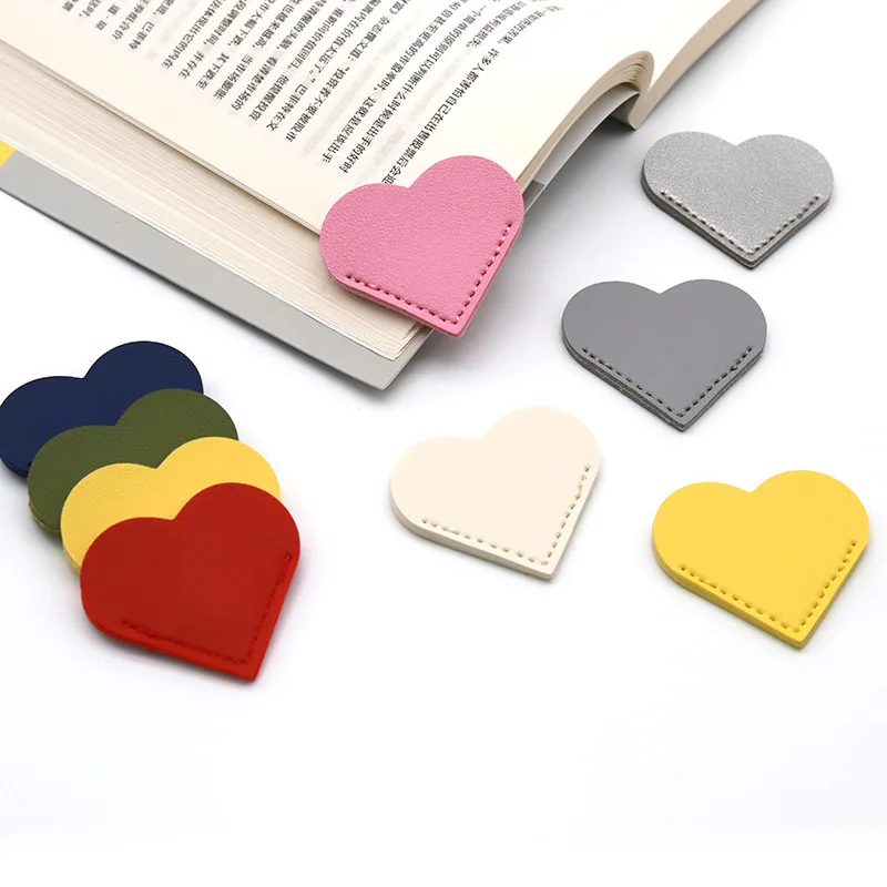 Love Heart Exquisite Book Folder PU Corner Clip Paper Corner Mark Library Gift Heart-shaped Creative bookmarks for book lovers