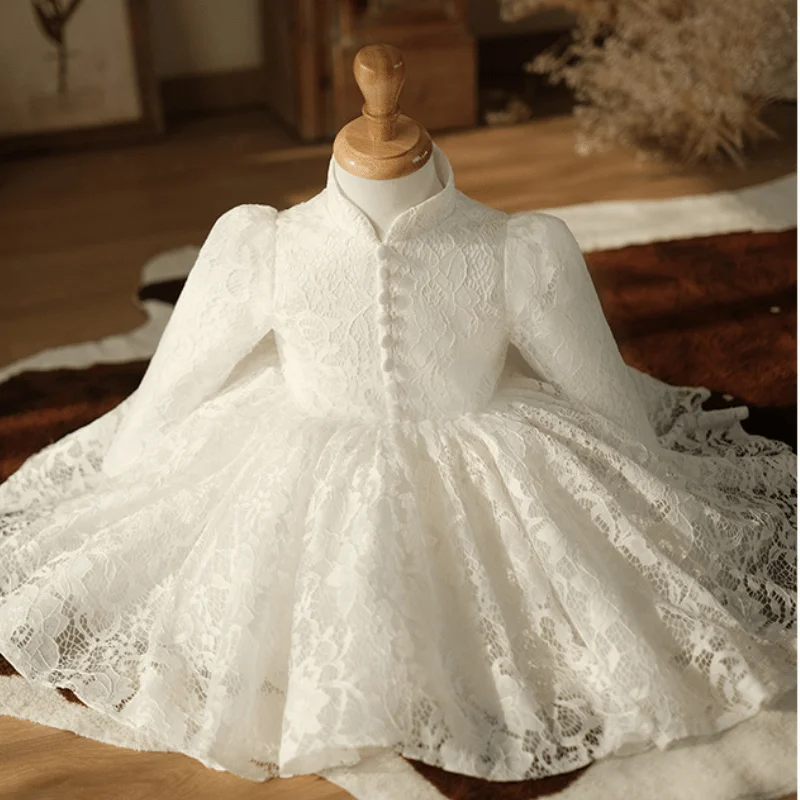 

Child Long Sleeve Vestido Party Wedding Birthday Baby Clothes 1-14Y Fashion Baby Girl Princess Lace Tutu Dress Infant Toddler