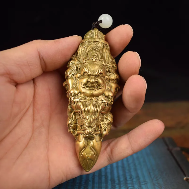 

Feng Shui Dispels Evil Spirits Brass Pendant Vajra Amulet Chain Decor80695