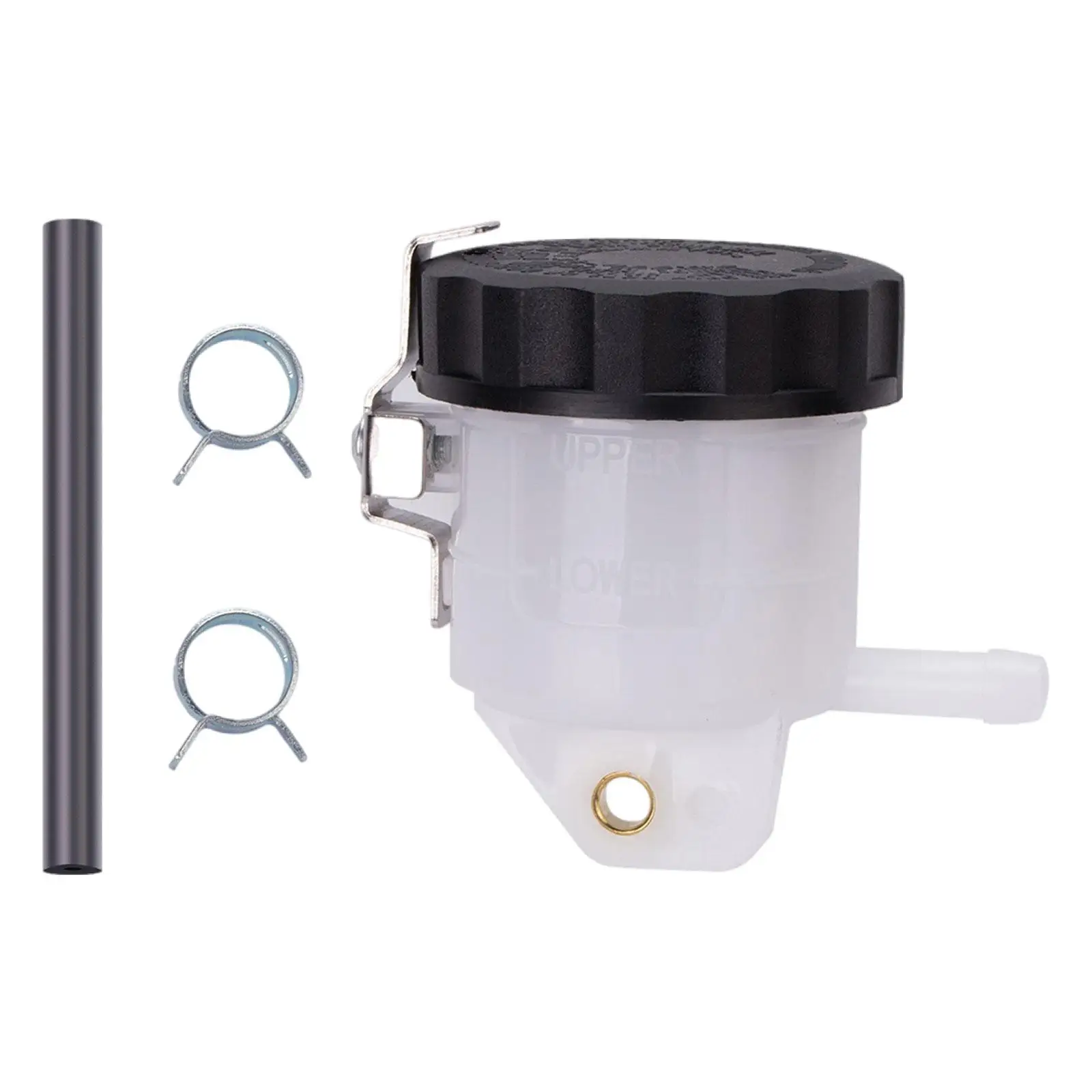 Motorcycle Brake Master Reservoir PP Plastic Oil Cup with Pipe and Buckles Practical Sturdy Wear Resistant