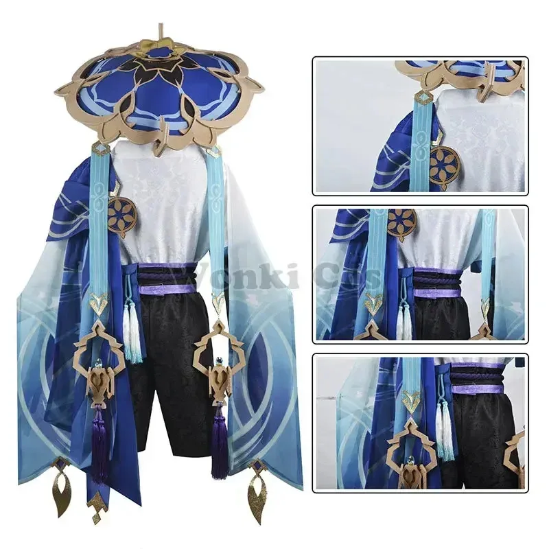 

CyScaramouche Wanderer Cosplay Costume Wig Kimono Suits Cosplay Costumes Full Set Without Hat Outfits