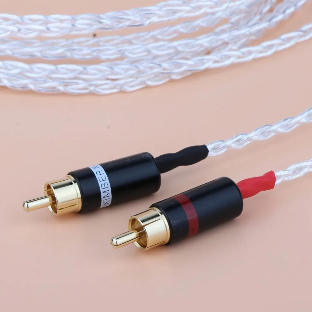 Promocyjny 1AG Mono miedziane z kryształami posrebrzany kabel Audio przewód Hi-Fi RCA pozłacane wtyki do wzmacniacza odtwarzacz CD