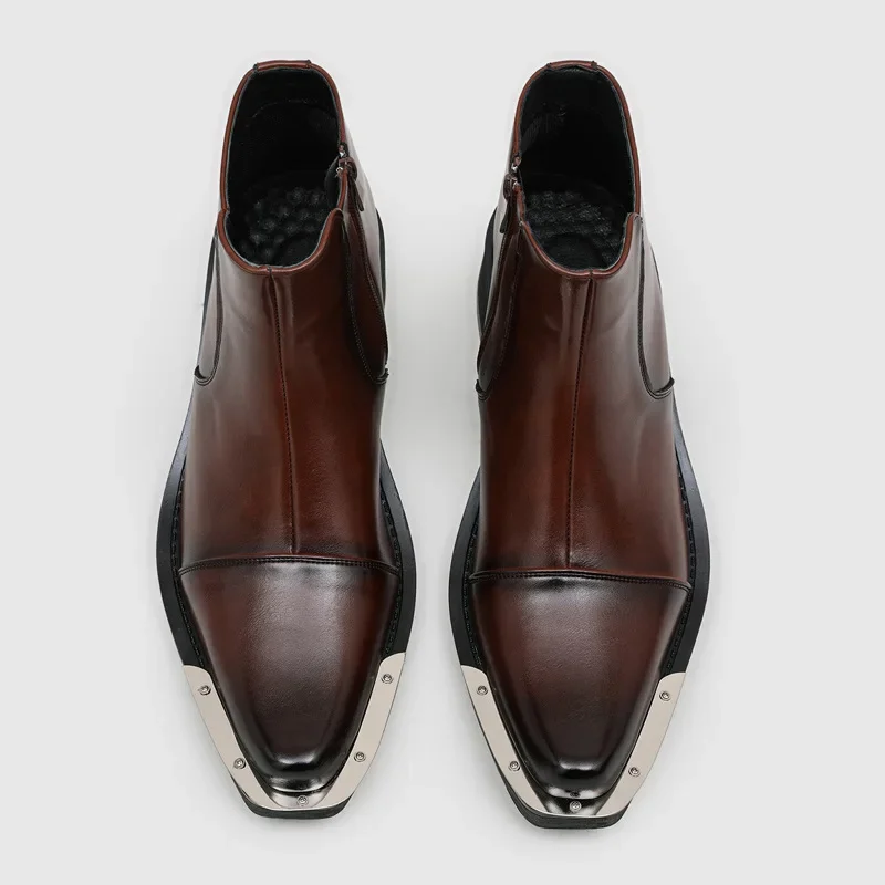 Men New Chelsea Boots Side Zipper Irregular Heel Smooth Surface High-end Feel Temperament Casual Business Fashion Trend Boots