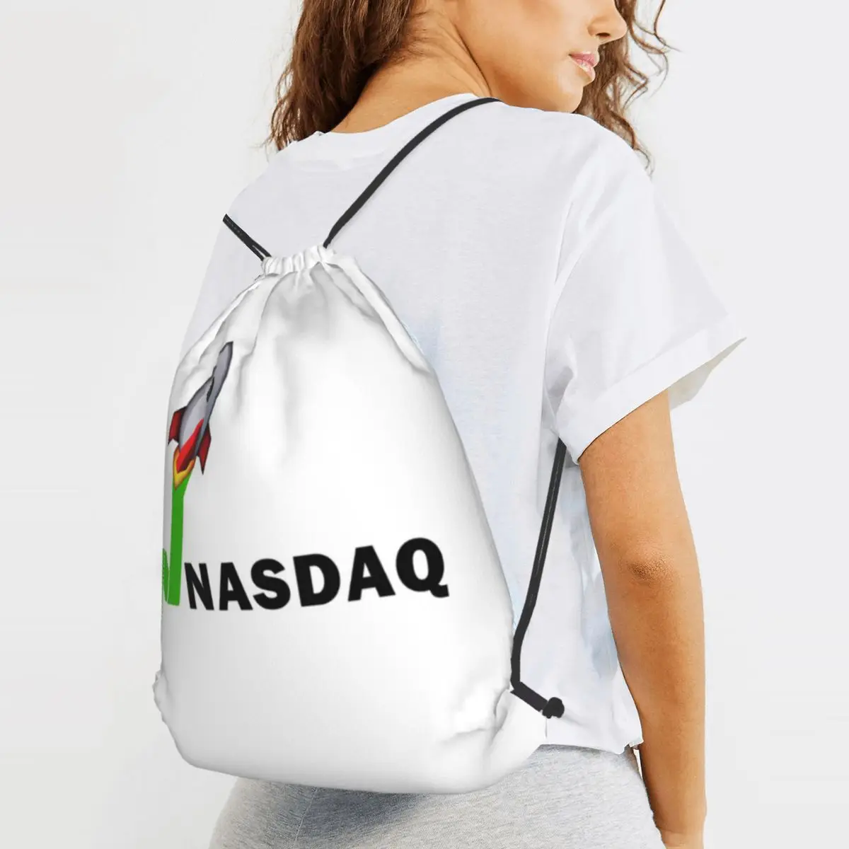 

Bull Market Nasdaq Investing Stock Backpacks Portable Drawstring Bags Sports Bag Book Bags for Travel School