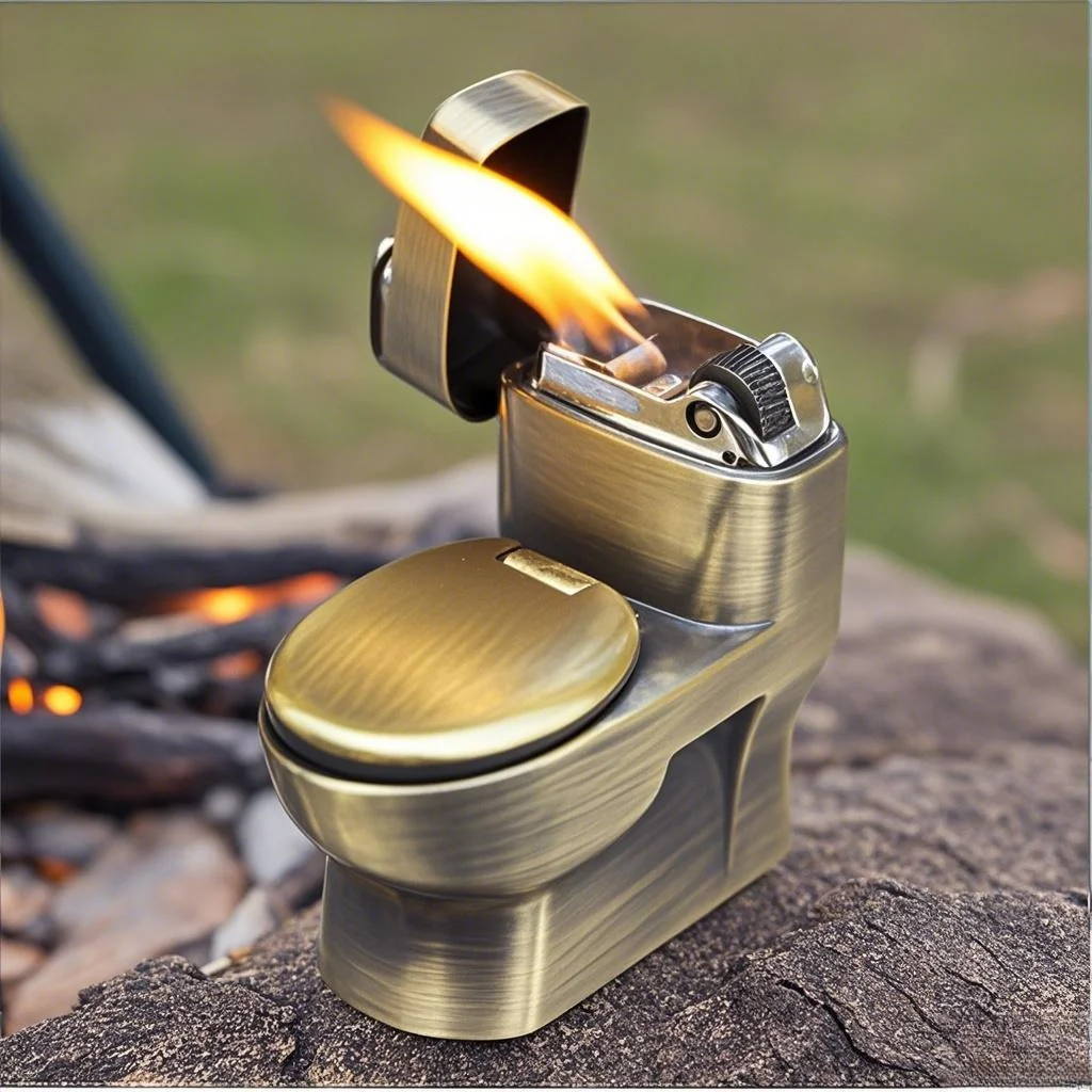 Mini portable toilet small pendant inflatable lighter open flame YM073 fashionable pendant retro small grinding wheel ignition