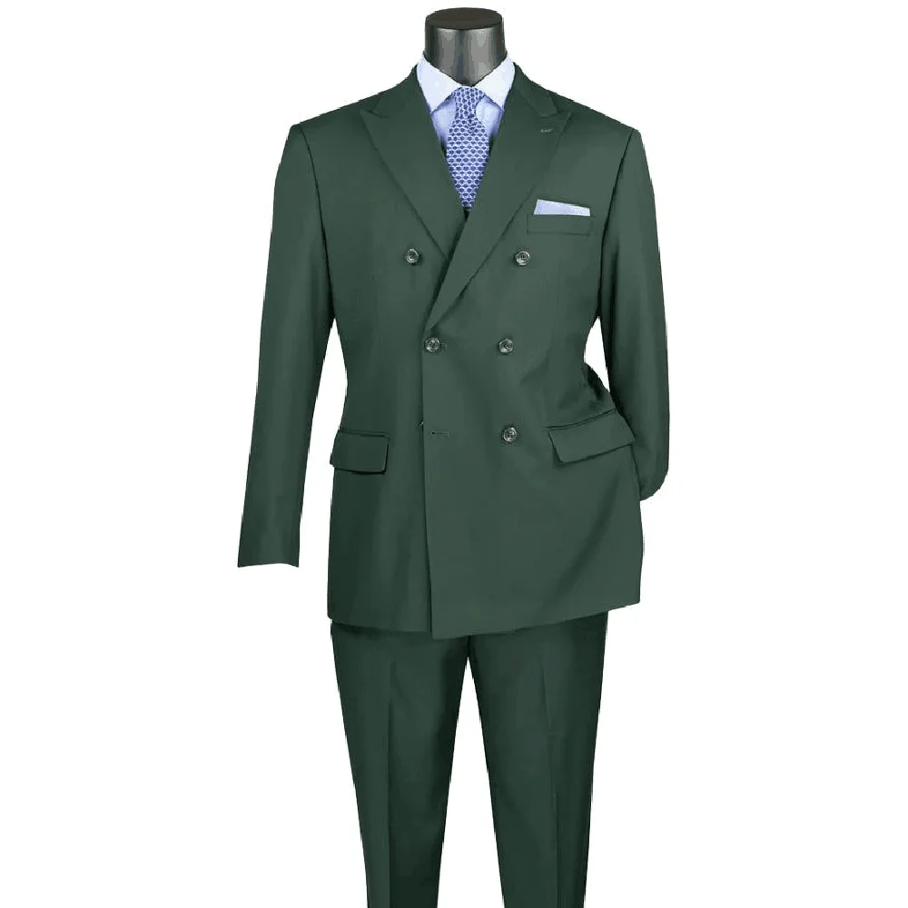 

Green Men Suits High Quality Special Occasion 2 Pieces Jacket Pant Peak Lapel Double Breasted Customize Male Clothing Stylish