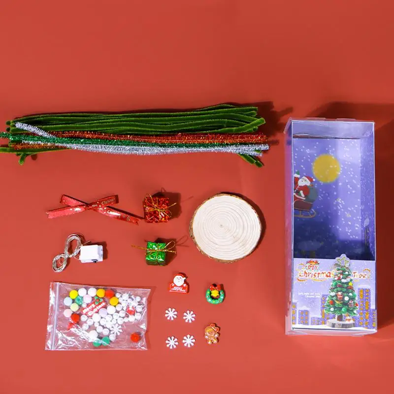 Kit de matériel d'arbre de Noël, baguette torsadée, artisanat d'ornement, nettoyeurs de tuyaux interactifs, kits d'artisanat amusants