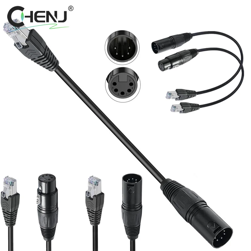 

XLR 5 Pin To RJ45 Audio Connect Cable Multi Network Breakout For Stage Performance Light And Recording Studio For Dancing