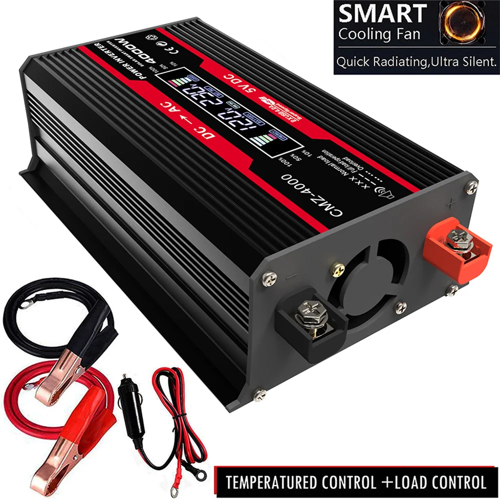 

Car Inverter Converter 12V to 110V/220V LCD Display 4000W Vehicle Power Inverter Modified Sine Wave Charge Converter