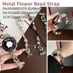 Adjustable Metal Watch Band for Huawei Watch Fit New Strap 18 20 22mm Women Agate Bead Bracelet for Samsung Galaxy Watch 4 46mm