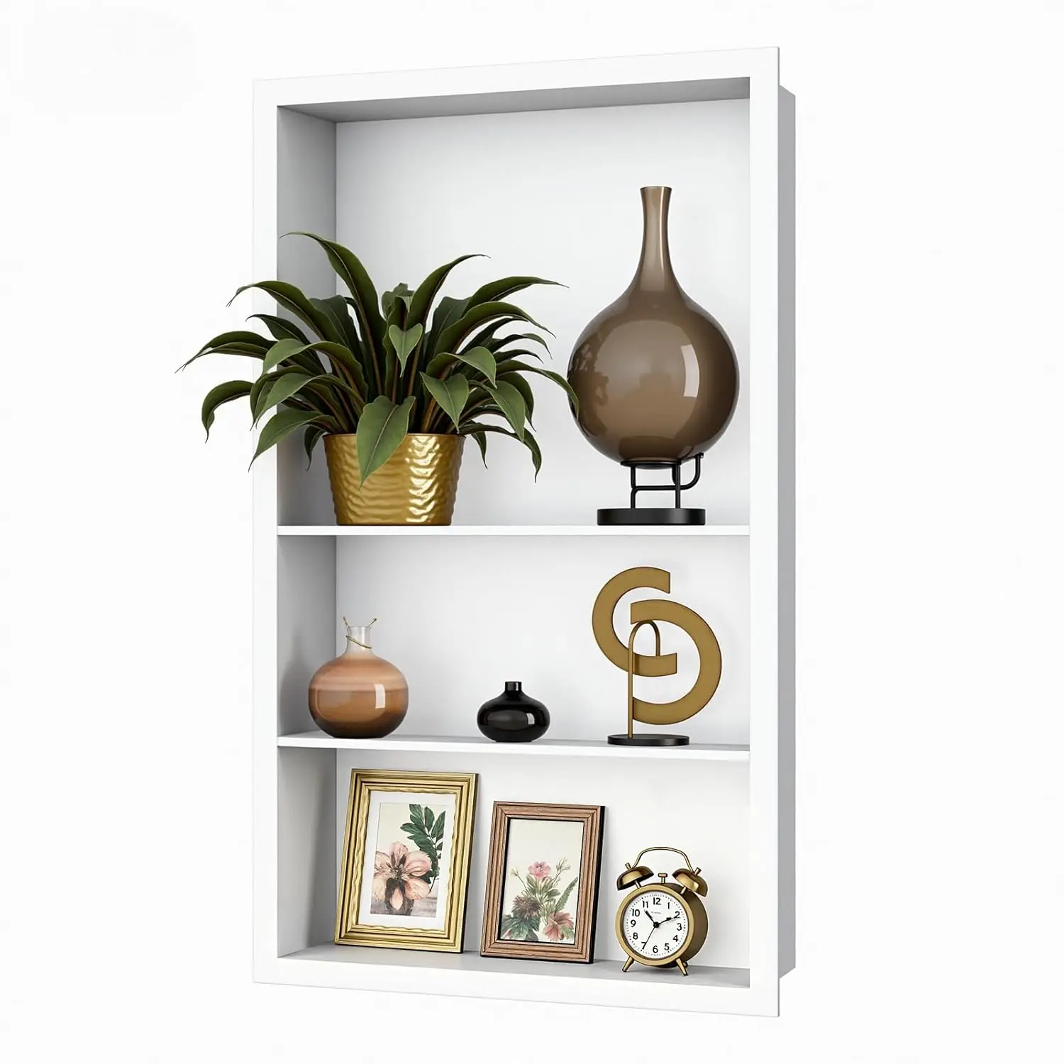 

Stainless Steel Recessed Medicine Cabinet Bathroom Wall Niche Shower Storage Adjustable Shelf Matte White 24"x14", Customized