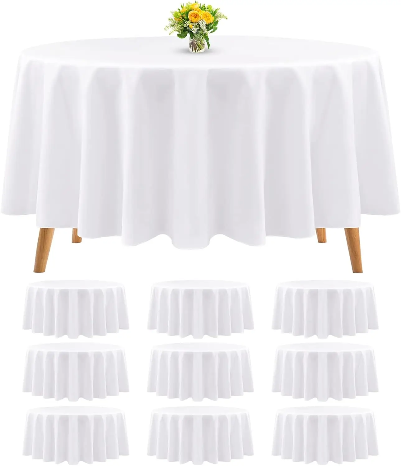 

Премиальная круглая скатерть 90 дюймов, белая, из полиэстера, моющаяся, для свадеб, банкетов, фуршетов, праздничных ужинов