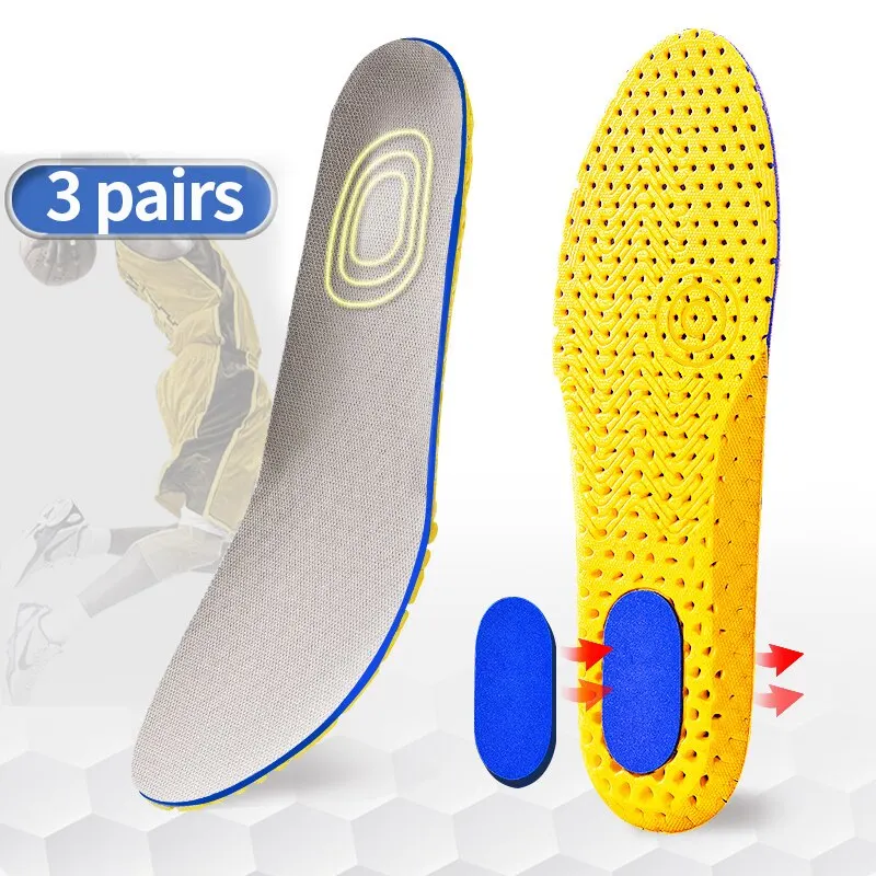 3Pairs Memory Foam Orthopedic Insoles for Feet Shoe Sole Pad Mesh Deodorant Breathable Sneakers Running Cushion for Men Women