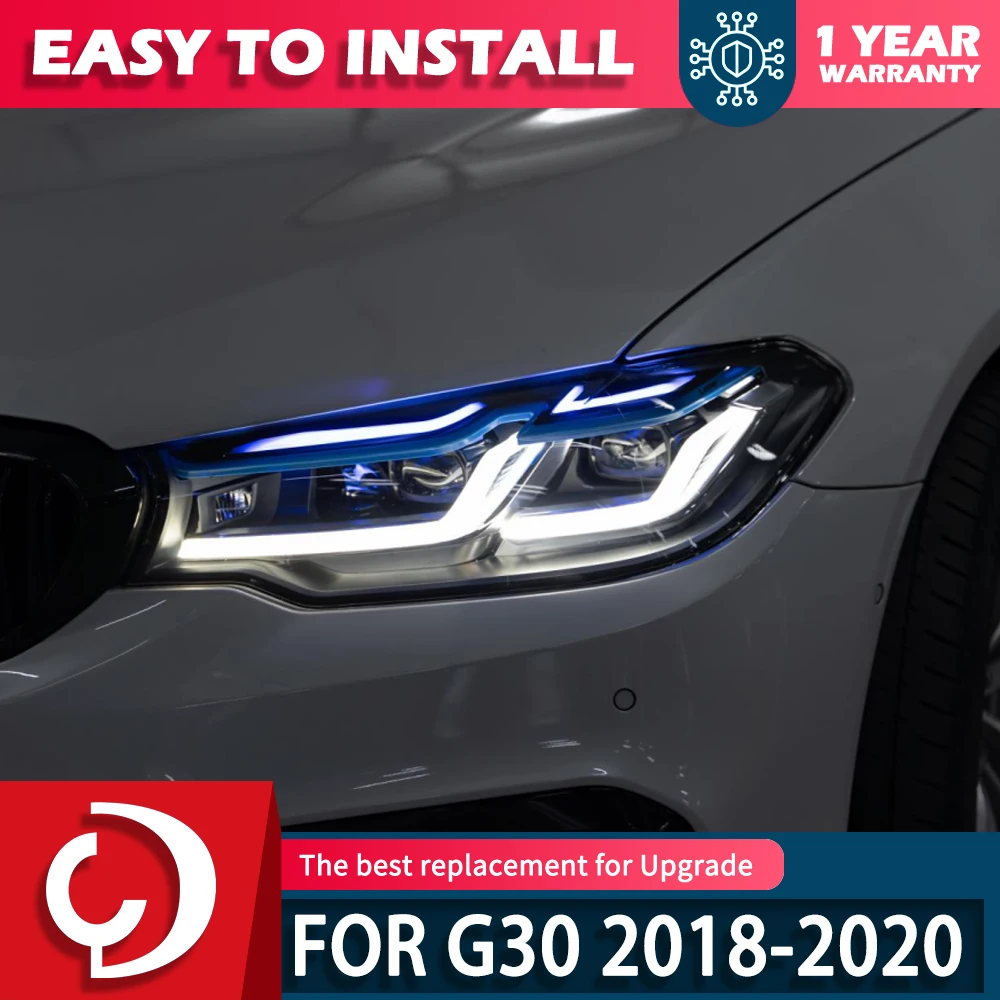 

AKD 2PCS Lights for BMW G30 LED Headlight Projector Lens 2017-2020 525i 530i 535i 540i Head Lamp DRL Signal Auto Accessories