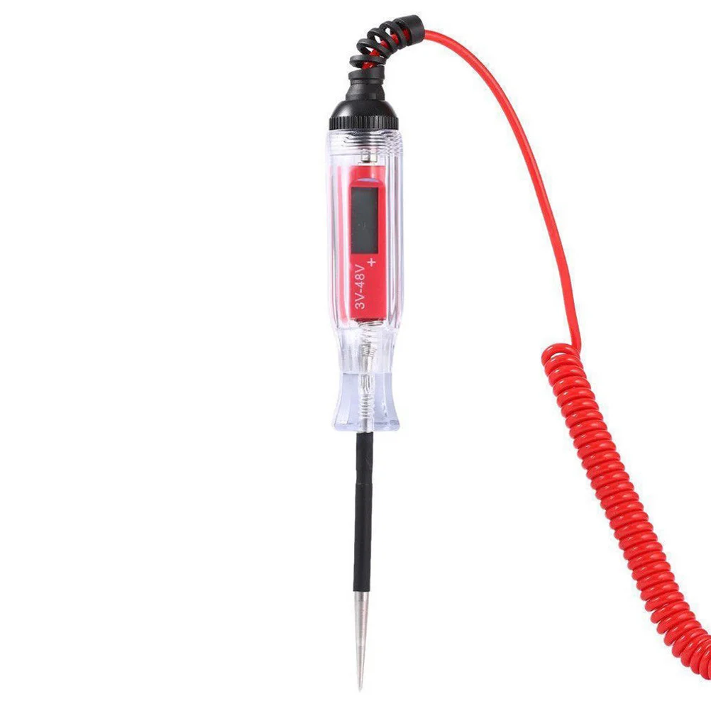 

3-48V Automotive Test Pencil Car Circuit Tester Digital Display Repair Pen Accurate Voltage Reading Retractable Needle Red