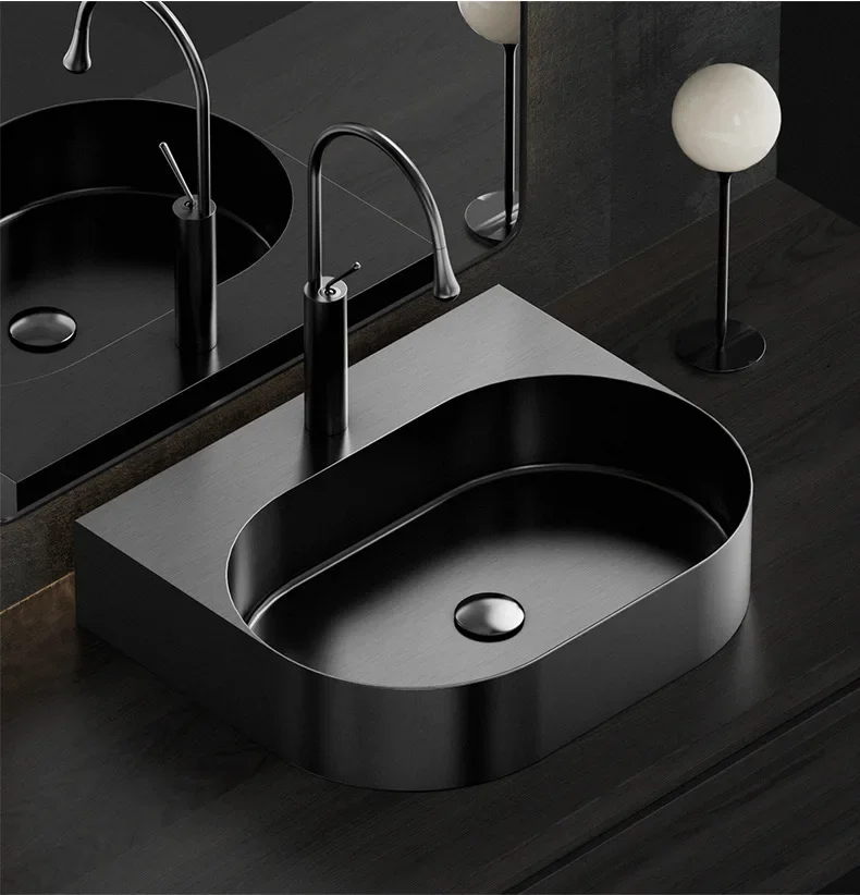 

Gold stainless steel tabletop basin, single hole integrated bathing art bathroom, oval shaped washbasin YX650TB