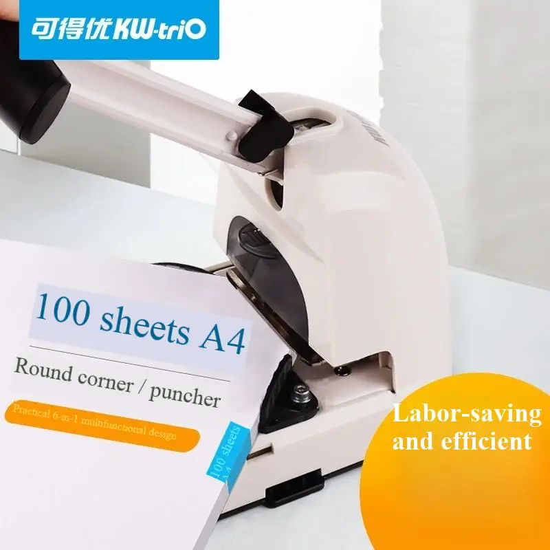 KW-TRIO 9521 Heavy Duty Multi-Function Round Corner And Hole Punching Machine R3.5-R10 6mm DIY Manual Punch for Office Supplies