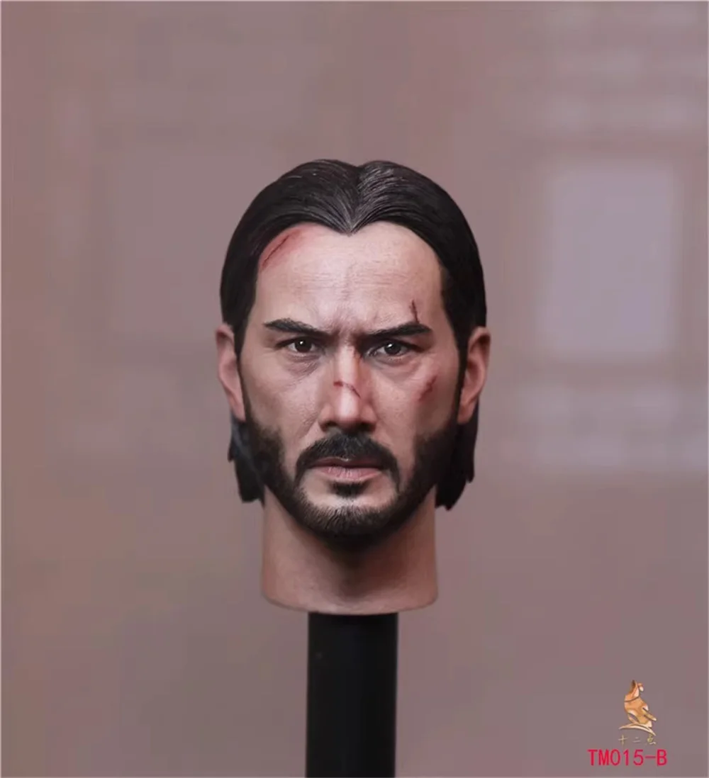 1/6 TM015A TM015B Handsome Guy Man Tough Guys Keanu Reeves John Wick The Killer Normal Damaged Head Sculpt Carving For 12