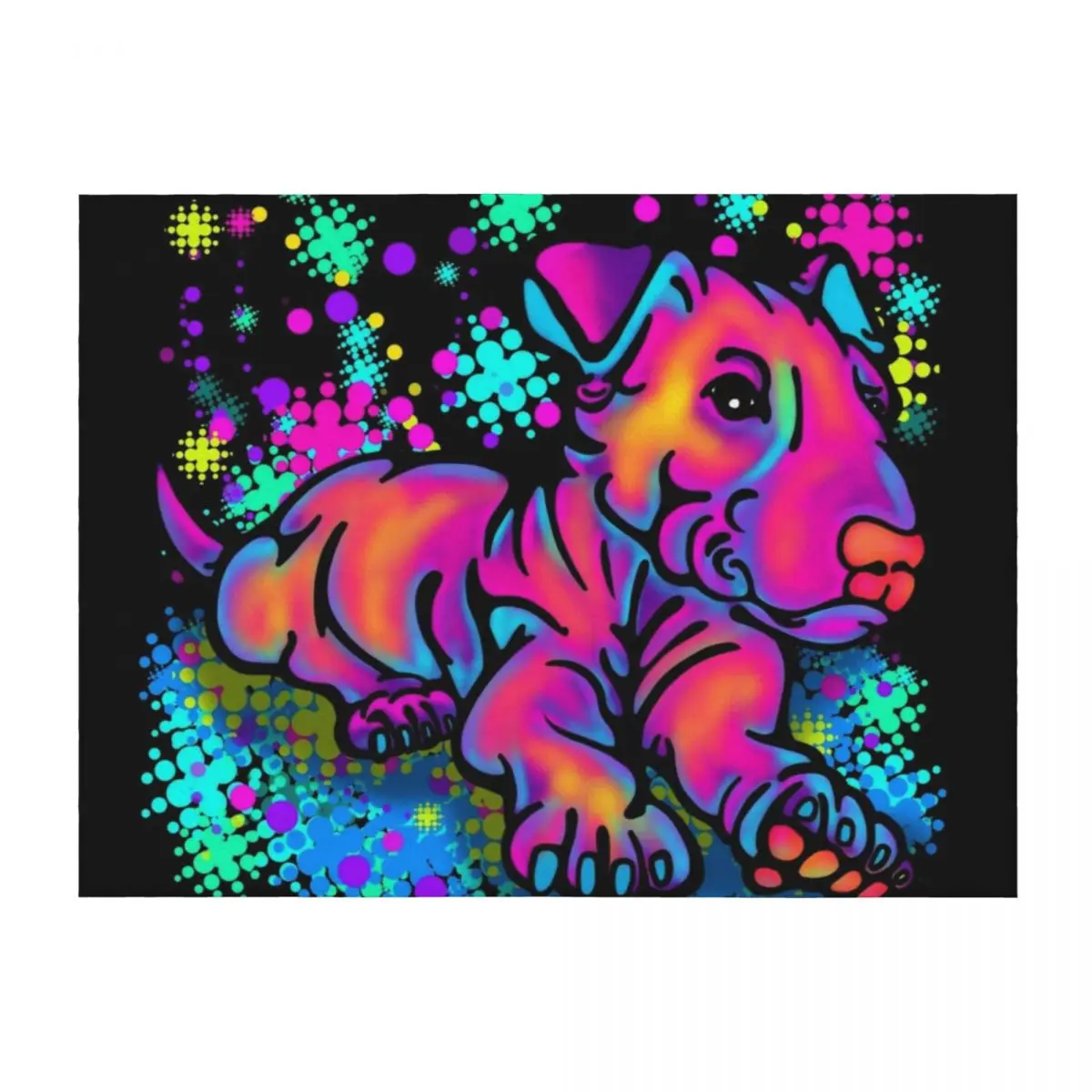 

Colour Splash Bull Terrier Pup Throw Blanket Plush Polar Furrys Bed linens Blankets