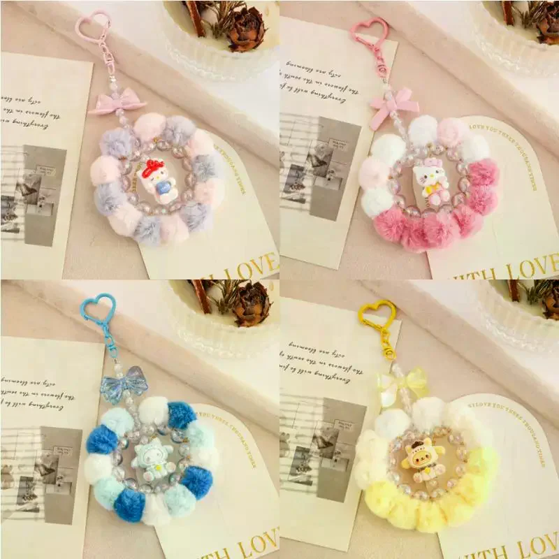 

Брелок из серии мультфильмов Sanrio, кавайный брелок Hello Kitty Kuromi, подвеска для рюкзака, цепочка для телефона Pochacco Melody, детский подарок на день рождения