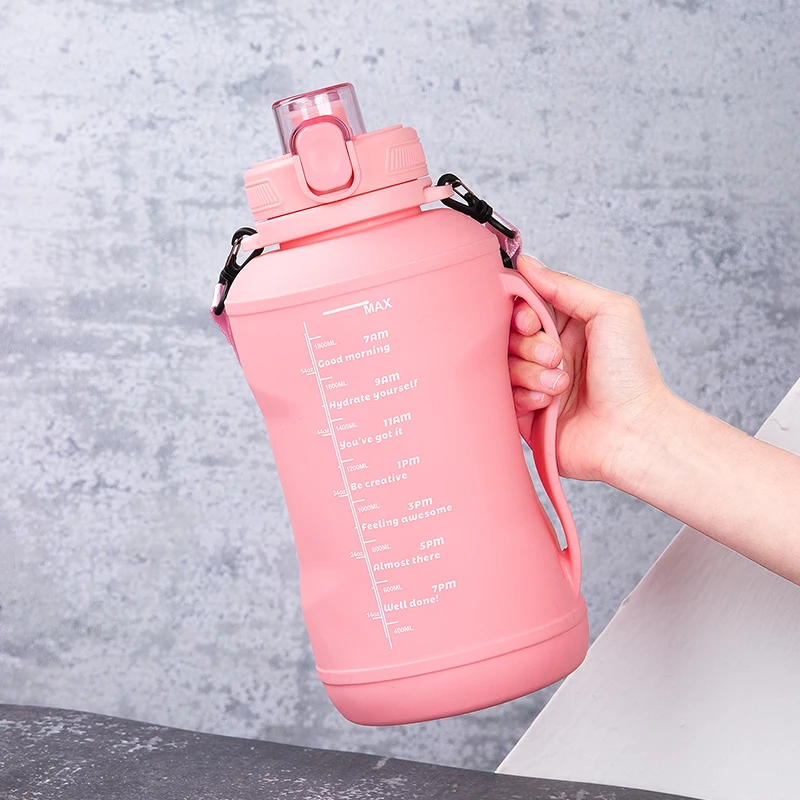 2L Tragbare Silikon-Wasserflasche mit Griff, Wasserbecher für Outdoor-Sport, Reisen, Fitness, Auslaufsicher, BPA-frei