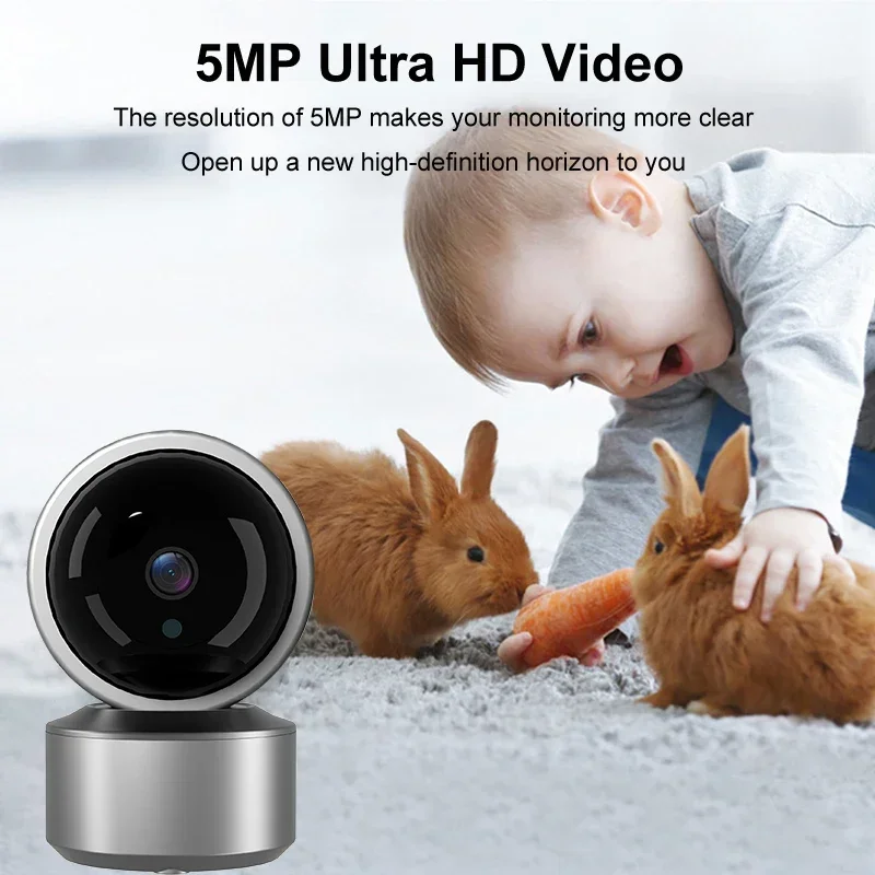 Tuya Smart Life 5MP Baby Monitor Security Camera 355° PTZ Auto Tracking IR Night Vision Two-Way Audio