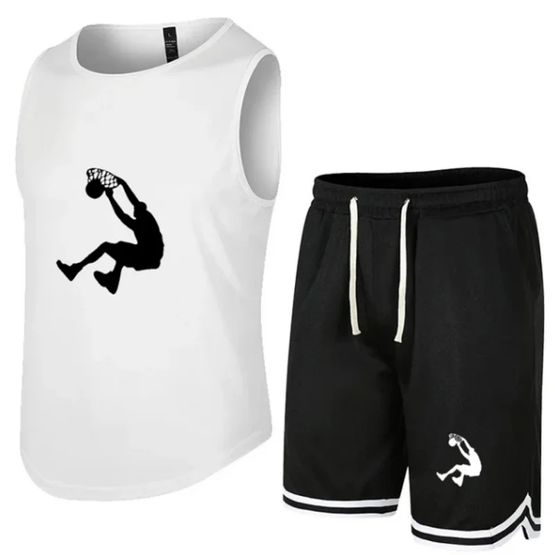 Summer basketball Sleeveless T-Shirt Set Men Tank Top + Shorts Male Fitness Competition Training Vest ventilate Tracksuit