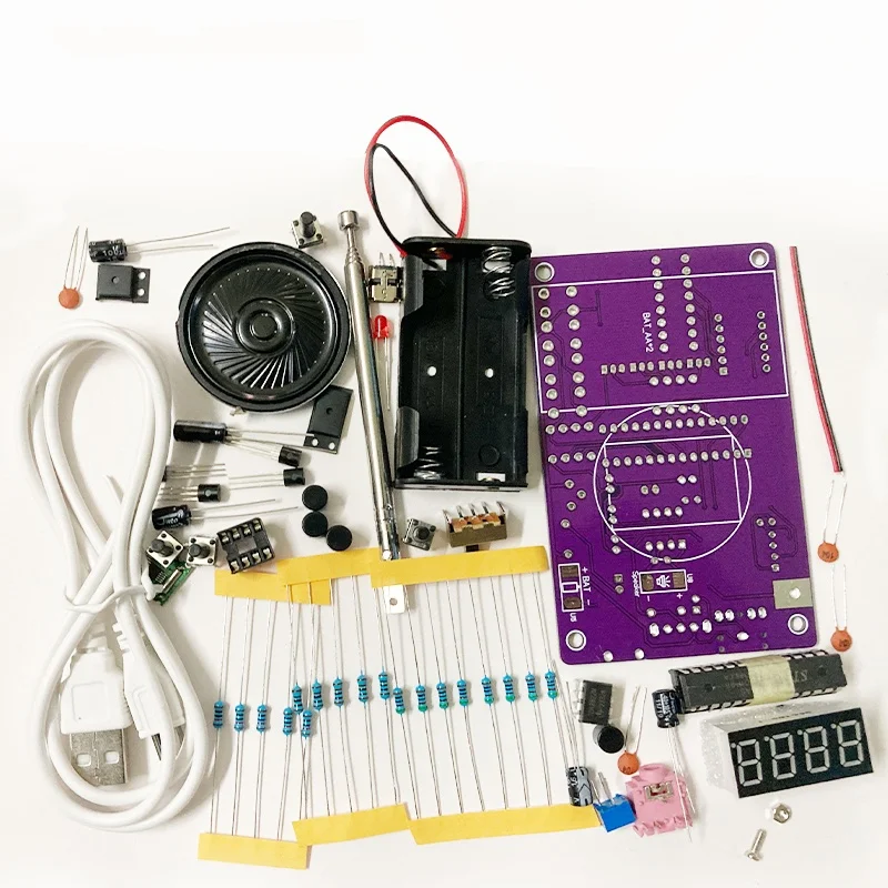 1Set HU-017A Multifunction Radio DIY Kit 87~108MHz FM Adjustable Radio DIY Module LED Digital Display Volume Adjustable