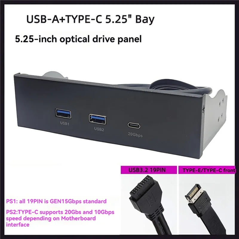 

A97I-2X USB Front Panel For PC 2Port USB 3.2 GEN1 5Gbps+ 1Port TYPE-C 10Gbps/20Gbps Hub For Desktop 5.25Inch Floppy Drive Bay