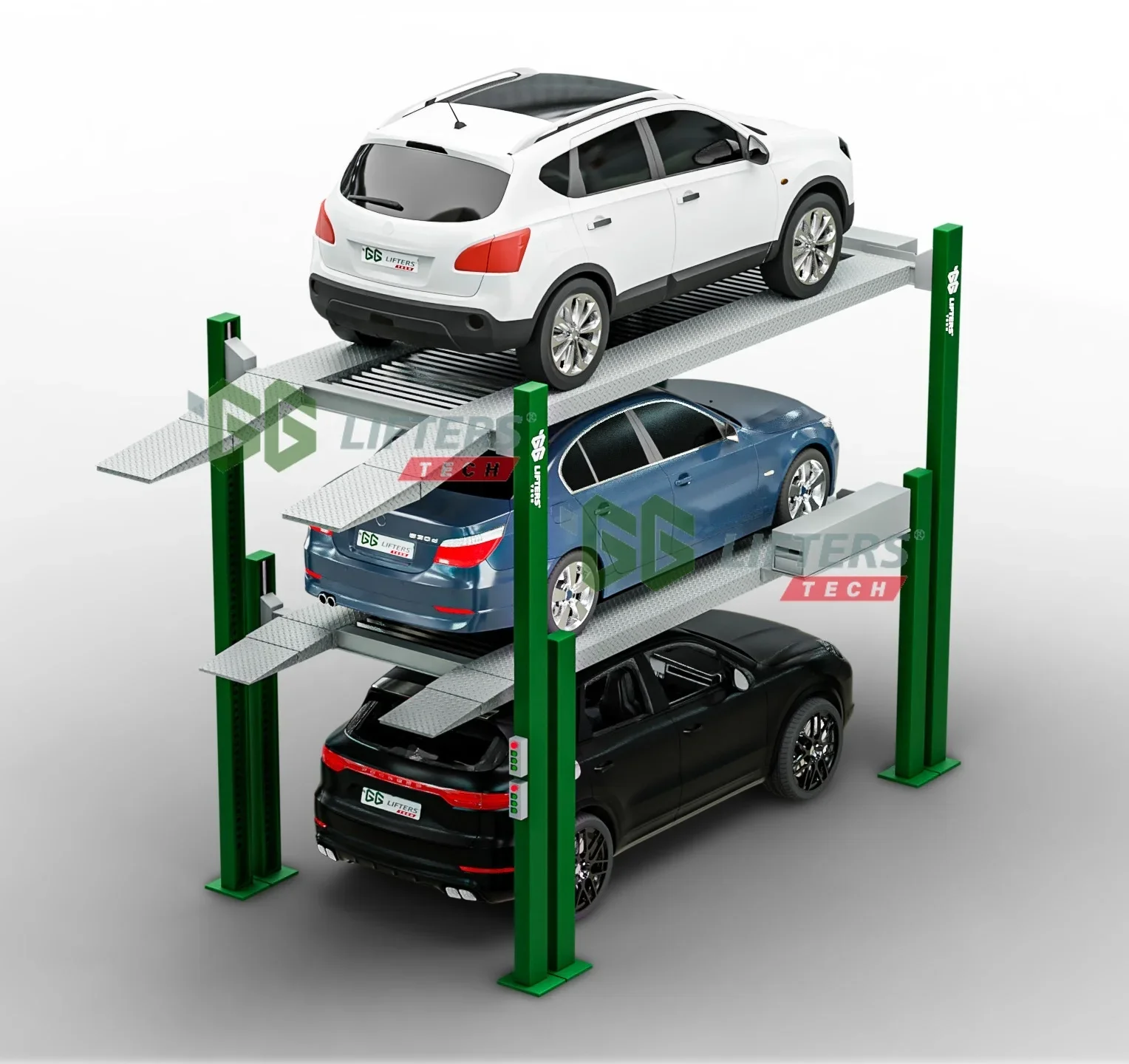 3-Stair Level Triple Stacker Lift Mechanical Steel Parking Equipment Motor Drive Mode for Car Parking Lot