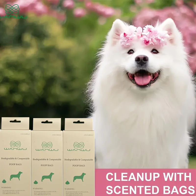 Compostable Doggie Bags for Walking Cats Litter, Corn Starch Based Pet Waste Bags, Leak Proof and Durable, Pink