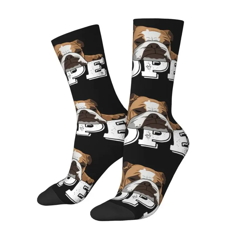 Kawaii Printing French Bulldog Says Nope Socks for Men Women Stretchy Summer Autumn Winter Funny Animal Dog Crew Socks