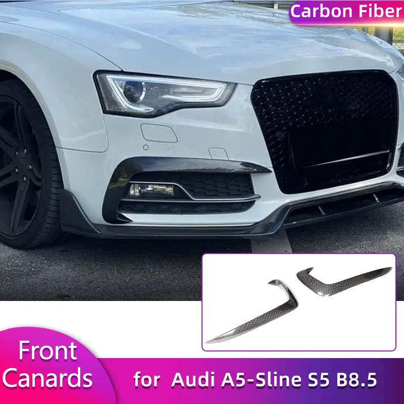 

Carbon Fiber Front Bumper Canards for Audi A5-Sline S5 B8.5 2012-2016 Non Standard Front Fog Lamp Trims Air Vent Trim Fins FRP