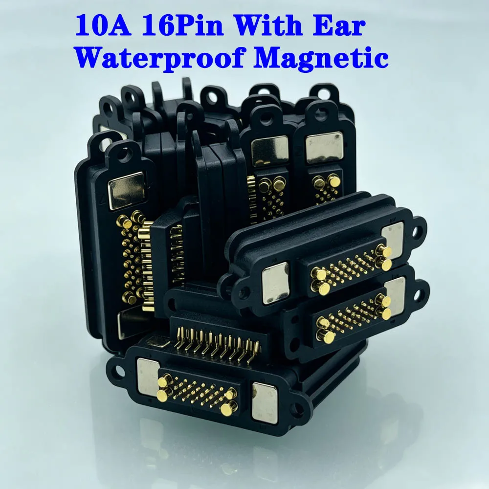 1pcs DC 36V 10A Magnetic Pogo Pin Connector 16Pin Male Female Spring Loaded DC High Current Power Charging Socket ﻿