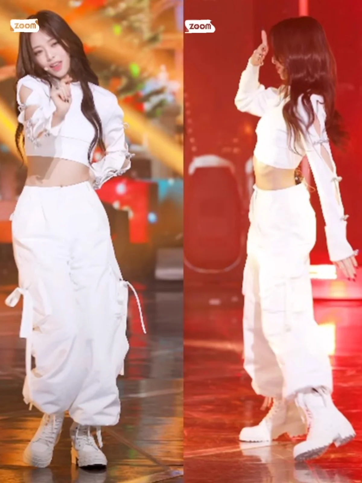 White Jazz Dance Outfit Female Group Performance Costume Stage Kpop Hip Hop Dance Suit Women's Set Summer 2024 Polyester