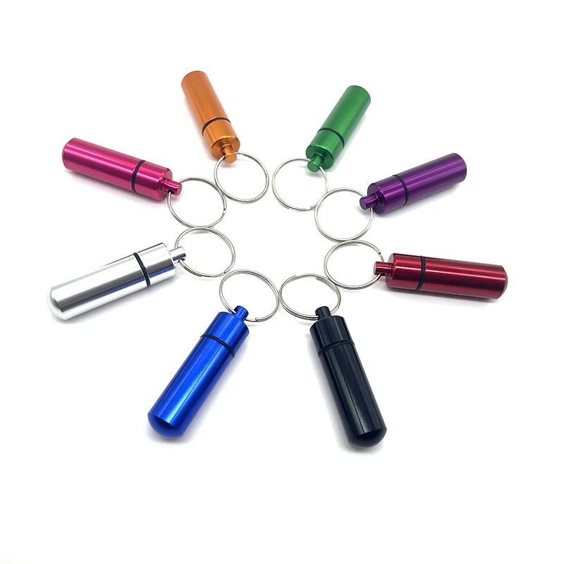 

Convenient Aluminum Alloy Pill Mini Bottle Keychain Outdoor Waterproof Sealed Keychain Suitable For Storing Small Items