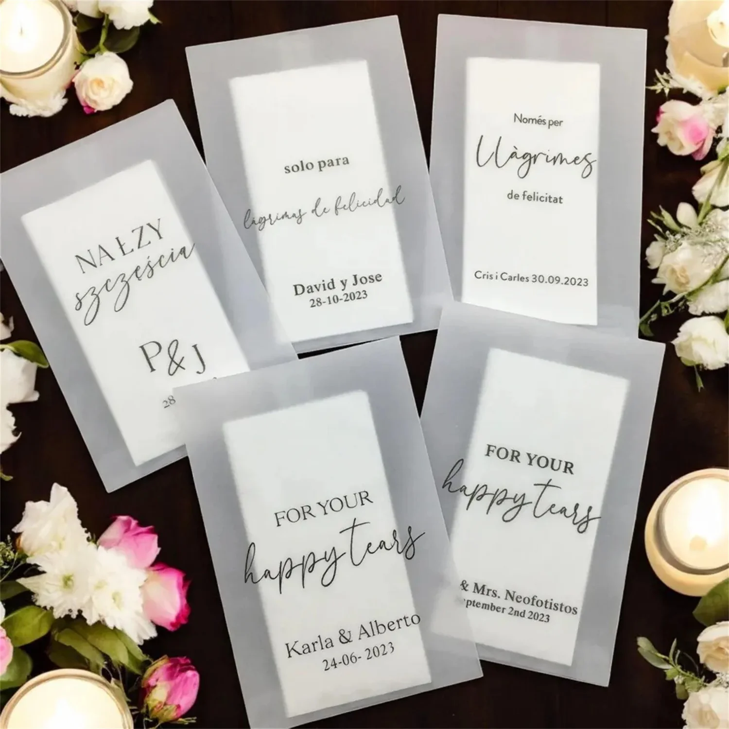 25Pcs Personalized Tears of Joy Tissue Packs Custom Wedding Guest Favor Tissue Holders Confetti Packs Wedding Ceremony Party Giv view 5