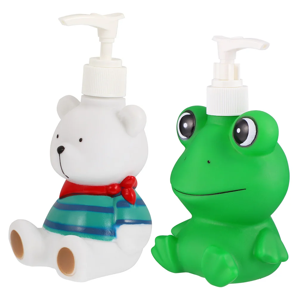 2 Pcs Press Bottle Shampoo and Conditioner Dispenser Character Foam Bear Body Wash Sub Bottles Liquid