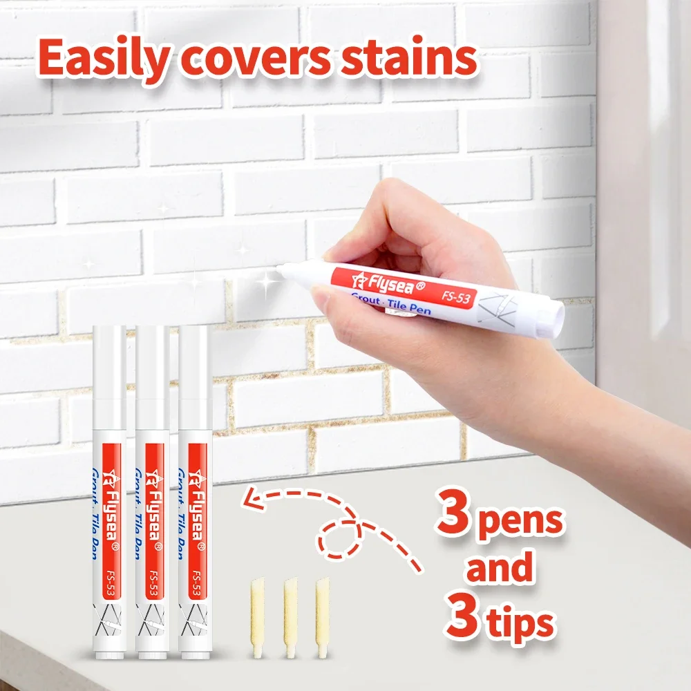 Permanent Tile Pen Wall Grout Restorer Pens White Repair Marker Grout Tile Pen Restorer Pen Renew Repair Tile Wall Floor image 4