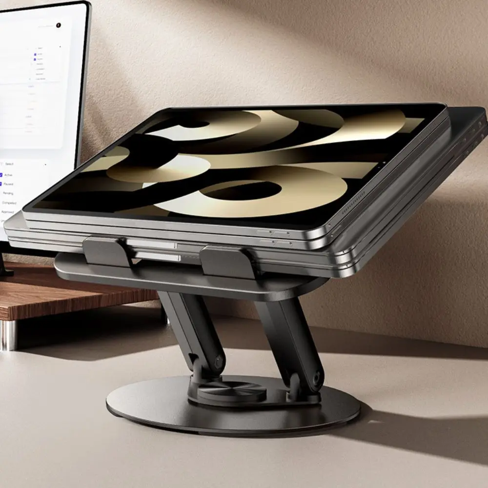 Height Adjustable 360° Rotation Notebook Stand Non-slip Base Foldable Storage Laptop Stand Space-saving Carbon Steel